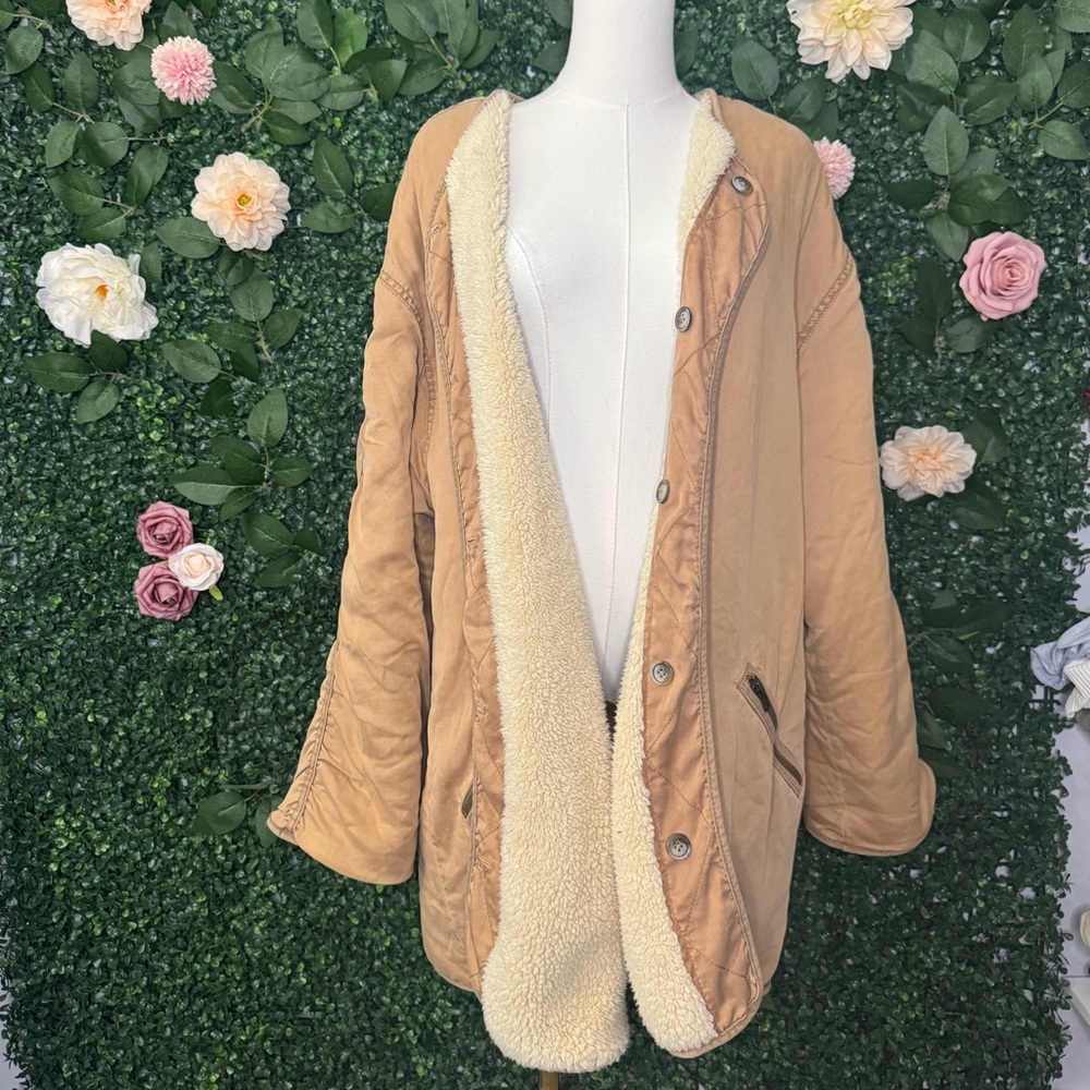 Free People Tan Teddy Jacket with Cream Lining